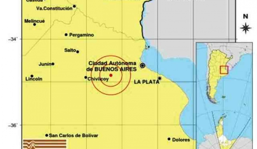 Registran un sismo en la provincia de Buenos Aires, con epicentro cerca de Mercedes