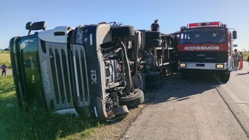 Saqueo de ganado tras el vuelco de un camión en la Autopista Ruta 8 y Ruta Provincial N° 32